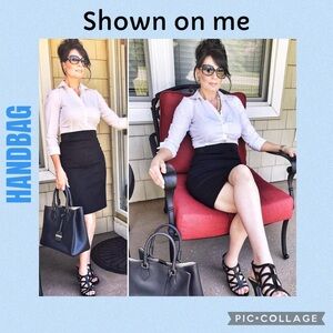 A. Bellucci Leather Dark Gray Tote Bag with Stud Accents